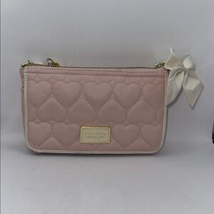 Betsey Johnson Pink Quilted Heart Crossbody